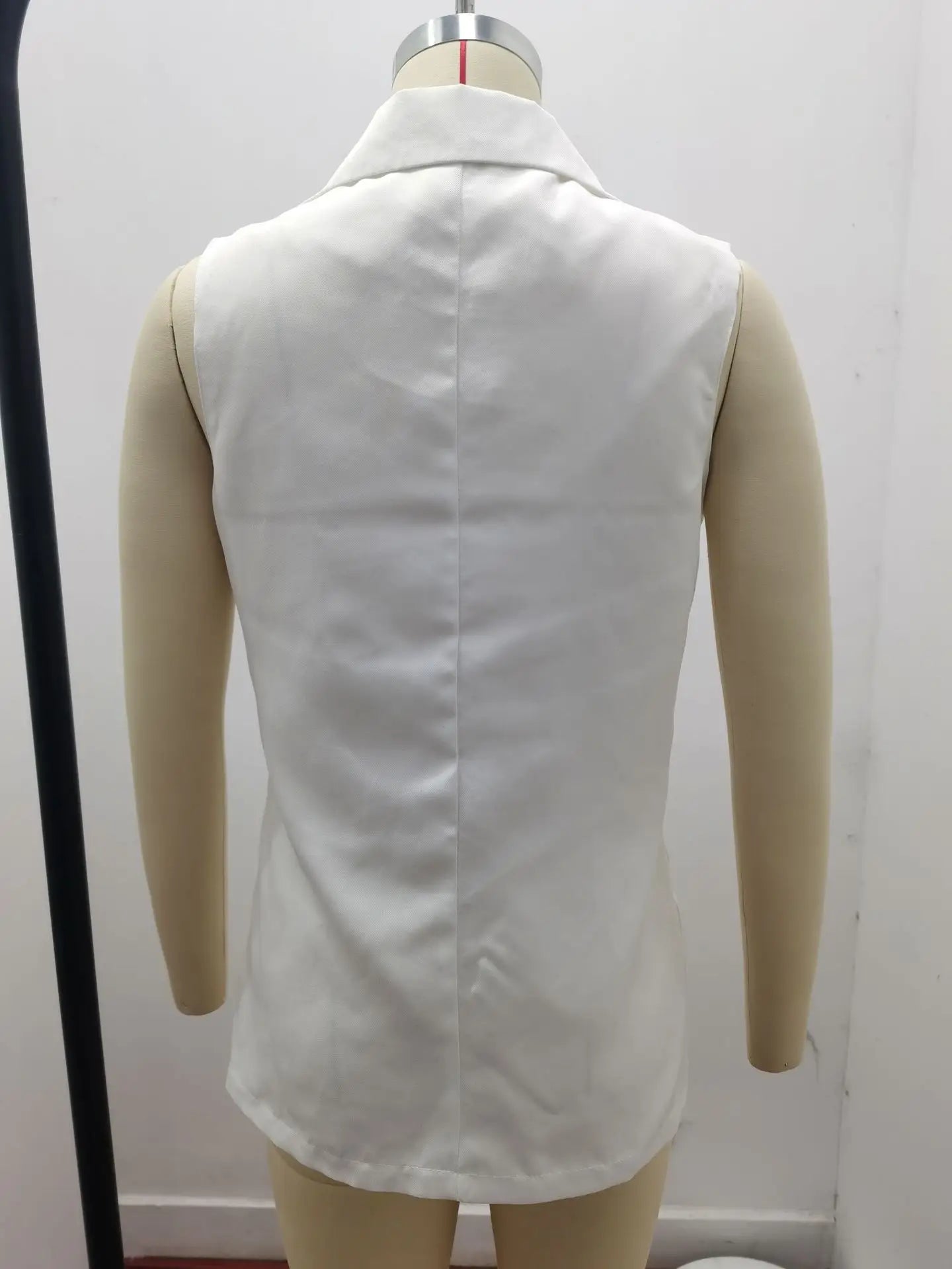 2023 Autumn New Style Sleeveless Solid Color Suit Collar Loose Cardigan Women's Wear