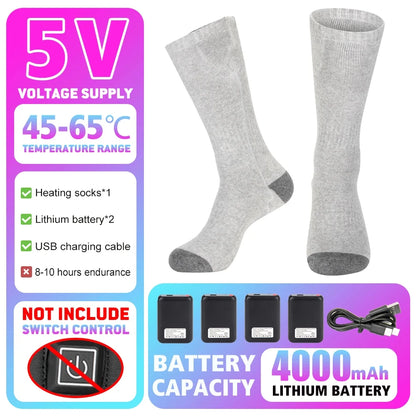 Winter Heated Sock Rechargeable Battery Stocking Men Women Electric Heating Ski Socks Sports Thermal Warmer Foot