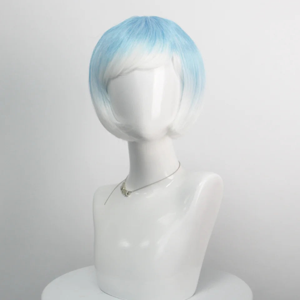 Colorful Gradient Wave Head Synthetic Wig for Women Anime Party Cosplay Birthday Party Wig with Bangs