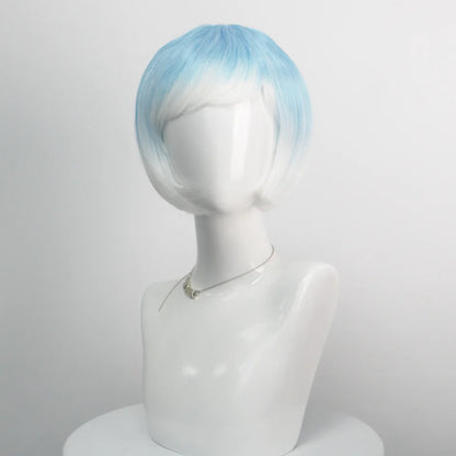 Colorful Gradient Wave Head Synthetic Wig for Women Anime Party Cosplay Birthday Party Wig with Bangs