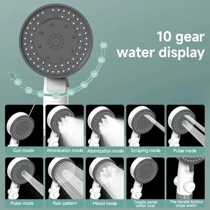 High Quality 10 Mode Shower Head Water Filter Adjustable High Pressure Shower Portable One-Key Stop Shower Bathroom Accessories