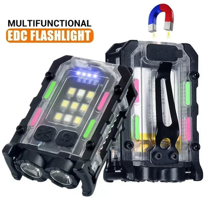 Rechargeable LED Flashlight with Clip, Magnetic Keychain Work Light， 8 Modes Lantern for Camping, Outdoors and Home Emergency