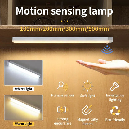 Motion Sensor LED Cabinet Light USB Rechargeable Wireless Night Lamp for Bedroom Kitchen Wardrobe Closet Staircase Lighting