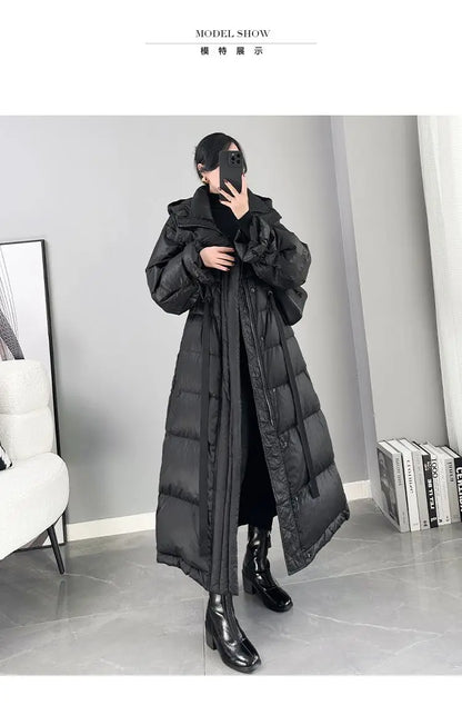 2025 New Women's Winter Black Down Jacket Women's Hooded White Duck Down Coat Windbreak Women Thicken Parker Overcoat