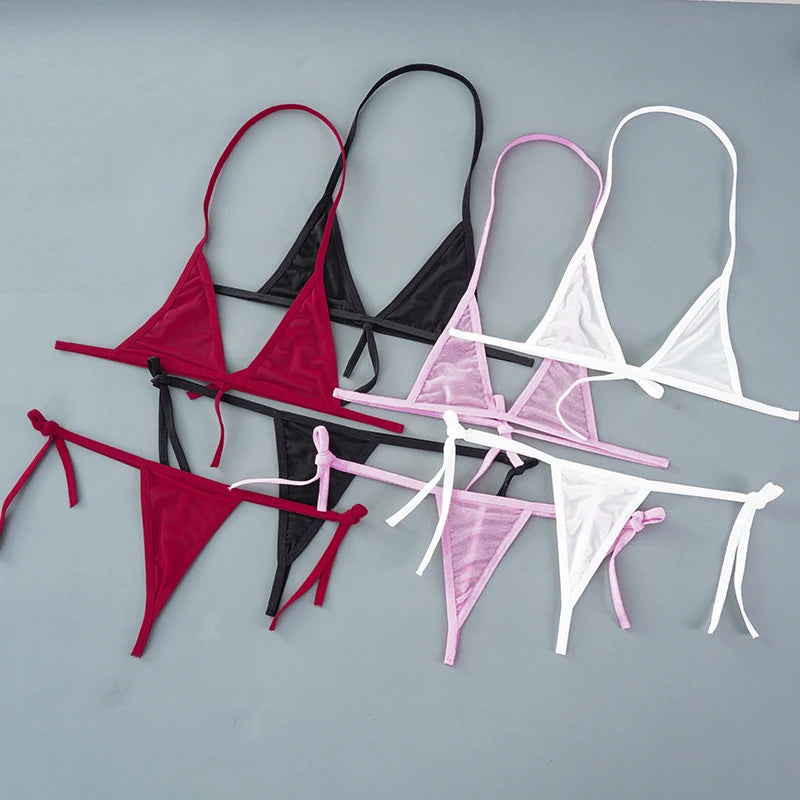 2PCS Women Sexy Lingerie Sets Ultra-thin Mesh Wirefree Bra Set Lingerie Ultra Hot Women's Transparent Exotic Underwear Sets