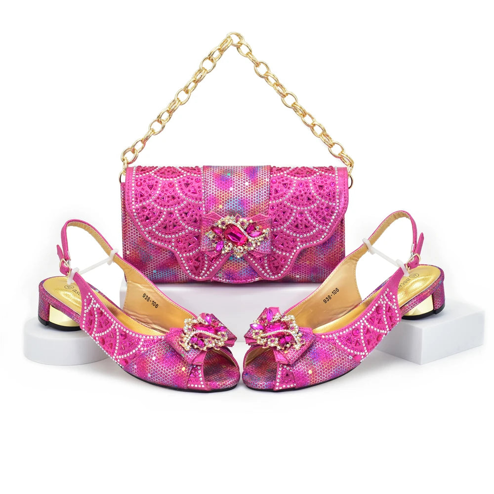 New Arrival Peep-Toe Heels & Long Small Bag Set Nigerian Party Shoes and Bag –Comfortable Women's Shoes for Elegant Events