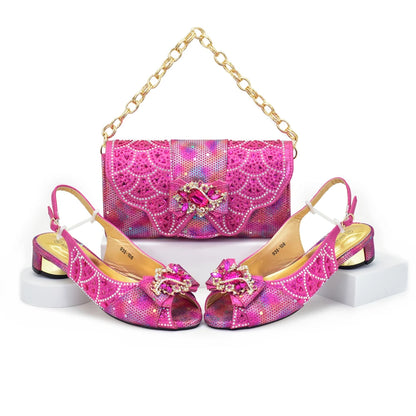 New Arrival Peep-Toe Heels & Long Small Bag Set Nigerian Party Shoes and Bag –Comfortable Women's Shoes for Elegant Events