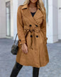Trench Coat for Women Autumn Fashion Double Breasted Long Trench Coat Classic Lapel Slim Long Sleeve Overcoat with Belt