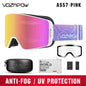 Vozapow Ski Goggles Magnetic Double Layer Anti Fog Professional Skiing Mask Men Women Super View Snowboard UV400 Snow Sunglasses