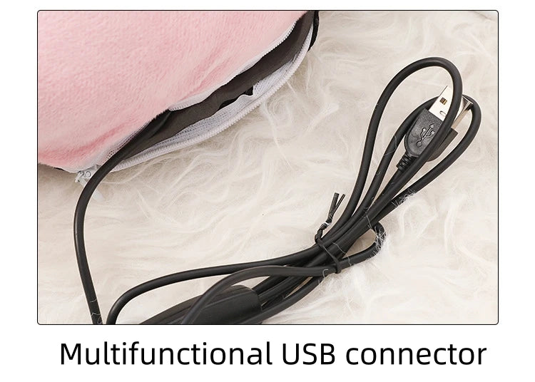 USB Electric Heater Foot Warmer Charging Power Fleece Cartoon Cat Warm Foot Cover Feet Heating Pads For Home Bedroom Sleeping