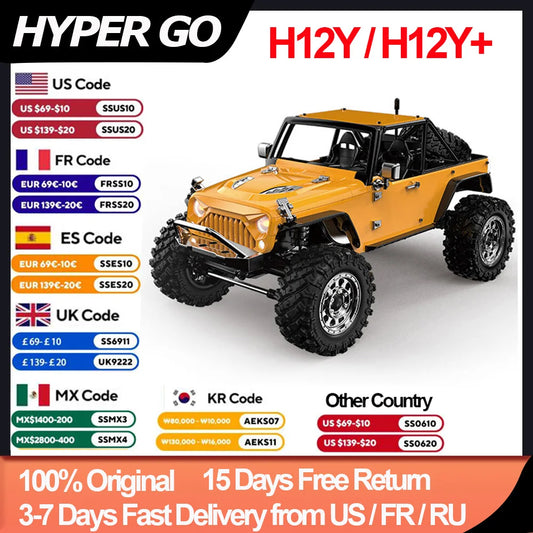 HYPER GO MJX H12Y+ H12Y 1/12 RC Car 4WD Brushless 2.4G Remote Control Cars Off-Road RC Truck