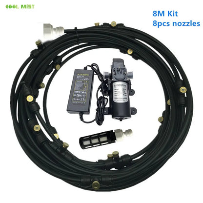 A29 Outdoor Misting Cooling System 12V Water Pump Kit Fog Nozzle For Greenhouse Garden Patio 8M -18M Timer Smart Irrigation Kits