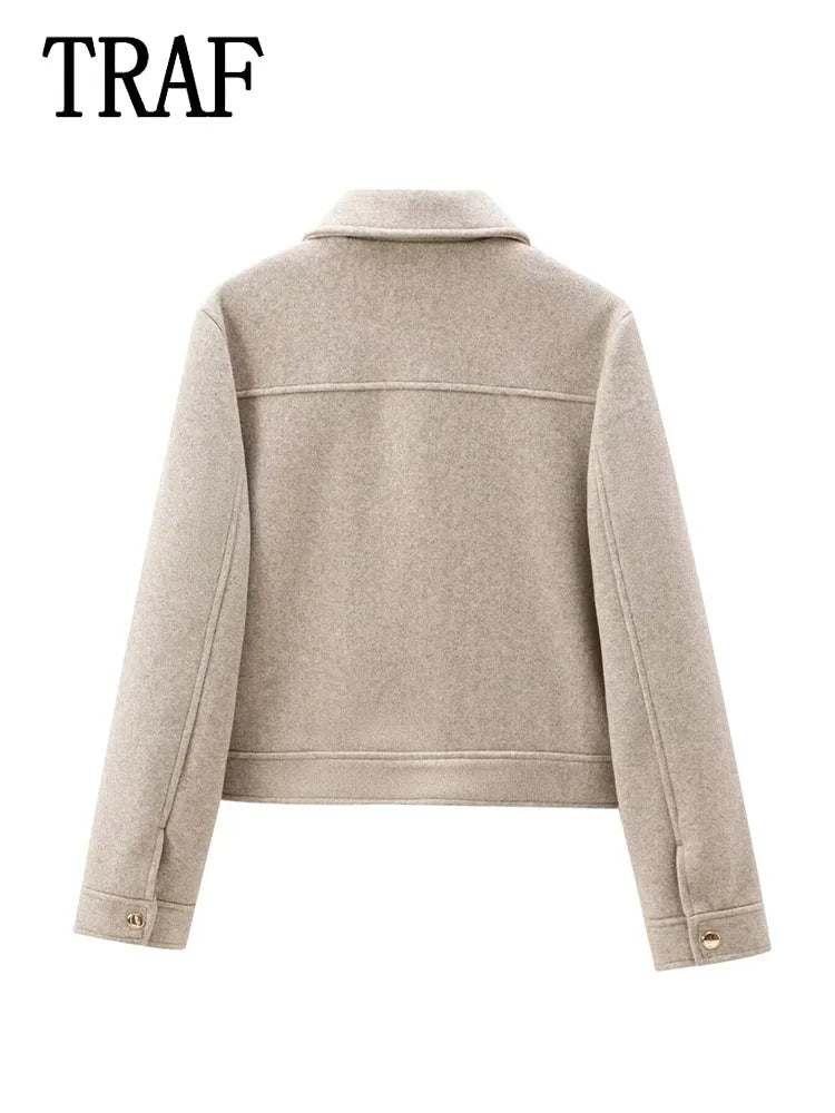 Women's Zipper Jacket Coat New Winter Long Sleeve Pocket Outerwear Coat Short Street Elegant Women's Jacket