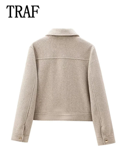 Women's Zipper Jacket Coat New Winter Long Sleeve Pocket Outerwear Coat Short Street Elegant Women's Jacket