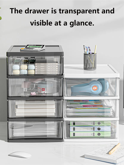 2-6Layers Medium Desktop Storage Box with Drawer Heightened Table Organizer Plastic Office storage cabinet  for home Stationery
