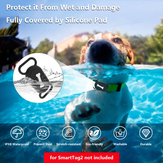 For Samsung Galaxy SmartTag2 All-around Protection Waterproof Silicone Case for Galaxy Smart Tag 2 for Dog Cat Collars Holder