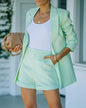 2025 Elegant Two Piece Blazer Suit Sets Women OL Office Sets Slim Cardigan Blazer Shorts Solid 2 Piece Set Casual Blazers Set