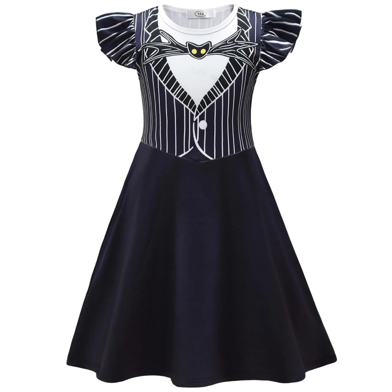 Halloween Skeleton Cosplay Costume for Kids Girl Jeck Striped Top Dress Outfit Horror Scary Christmas Party Uniform Mask Suit