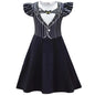 Halloween Skeleton Cosplay Costume for Kids Girl Jeck Striped Top Dress Outfit Horror Scary Christmas Party Uniform Mask Suit