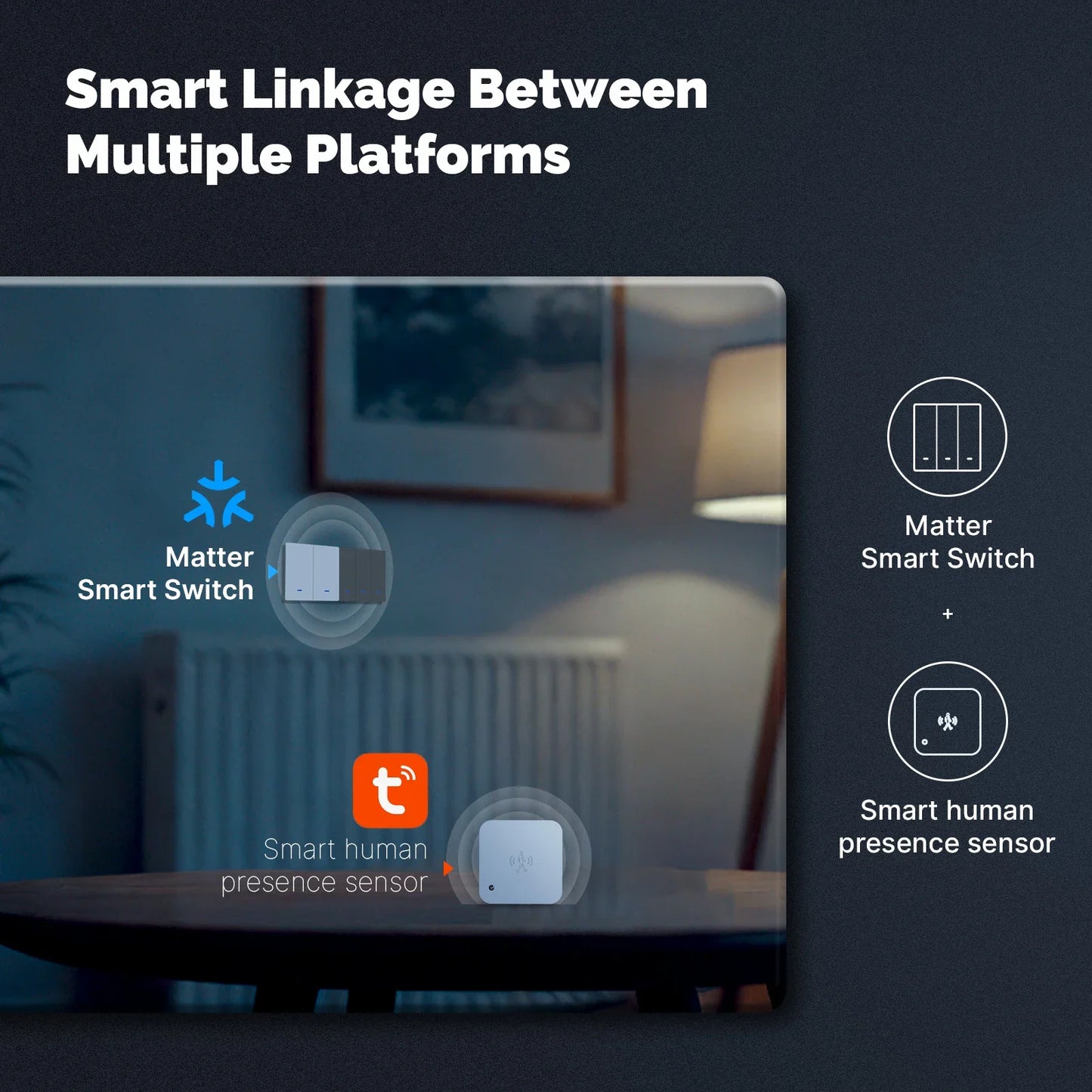 MOES WiFi Matter Smart Switch Light Button Tuya Remote Control EU Verison Work With Alexa Google Home Apple Homekit Smartthings