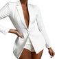 Women Suit Coat Single Button Lapel Deep V Neck Solid Color Formal Business OL Commute Lady Coat Jacket Slim Fit Blazer
