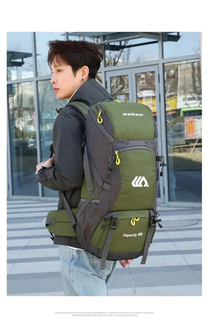 50L Travel Backpack Camping Bag For Men Large Hiking Bag Tourist Rucksack Waterproof Outdoor Sports Climbing Mountaineering Bag