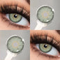 DUOXIU Yearly 365days Soft Lenses Pink-Blue Fashion Pupil Style Myopia Colored Contact Lenses (1 Pair) Covers Brown Eyes