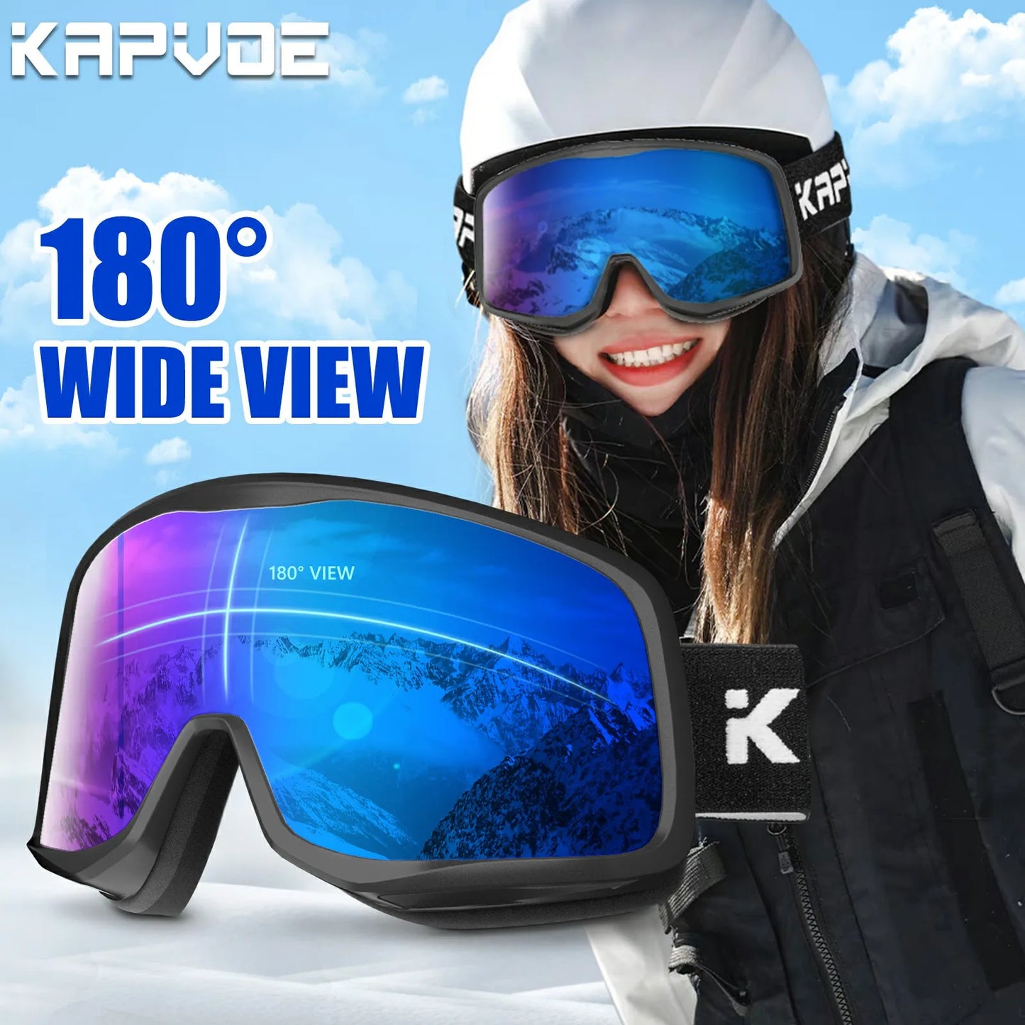 KAPVOE Sale OTG Photochromic Ski Snowboard Goggles Women Men Outdoor Sports Skiing Eyewear UV 400 Winter Snow Protection Glasses