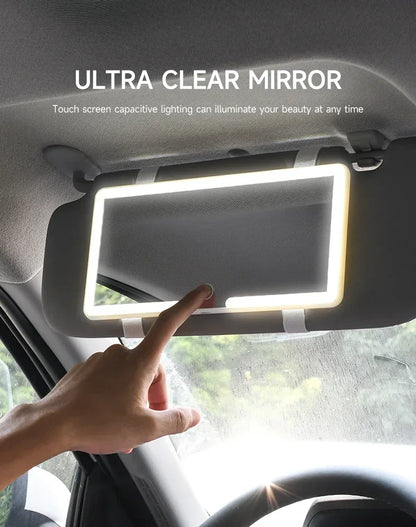 Car Sun Visor Vanity Mirror LED High-definition Vanity Mirror with 3 Light Modes Touch Screen Universal Car Vanity Mirror