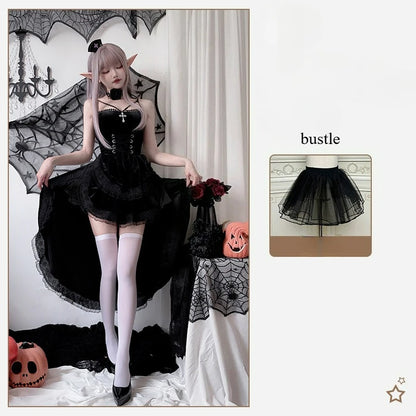 Sexy Lingerie Cosplay Dark Gothic Halloween Costume Ladies Dress Dovetail Witch Vampire Bride Performance Costume Red Suit