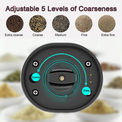Rechargeable Electric Salt And Pepper Grinder Set With LED USB Charging Base Stainless Steel Automatic Spice Grinder Pepper Mill