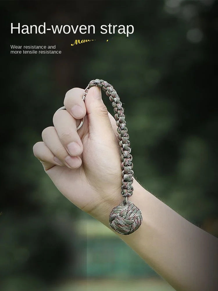 Outdoor Self-Defense Umbrella Rope Keychain Monkey Fist Steel Ball Chain Outdoor Safety Protection Accessories Knot Steel Ball