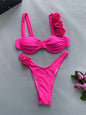 2024 New Bikini Set Womens Steel Plate Solid Color Three-dimensional Flower Split Ladies Swimsuit Women