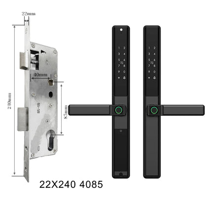 Waterproof Sliding Door Smart Lock Tuya WiFi Fingerprint Digital Code RFID Card Anti-Lock Aluminum Double-Side Electronic Lock
