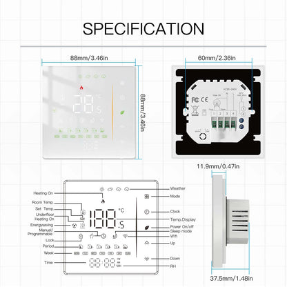 MOES Thermostat WiFi Wireless Room Temperature Controller of Water/Electric Floor Heating Gas Boiler Humidity Tuya Alexa Google
