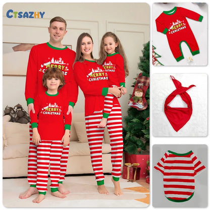 Christmas Family Matching Outfits Mom Dad Kids 2 Pieces Pajamas Set Baby Casual Loose Sleepwear Xmas Family Look Pyjamas
