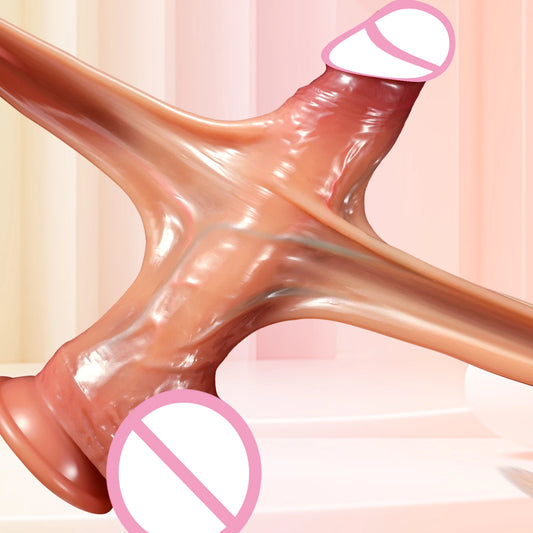 Realistic Dildo Liquid Silicone Sliding Foreskin Penis Adult Games G Spot Stimulate With Suction Cup Dildos For Women Men Gay 18