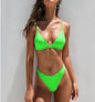Summer Solid Beach Swimsuit Swimsuits for Women Sexy Halter Swimwear Swimsuit Thong Female Bikini Sets Orange Pink Yellow