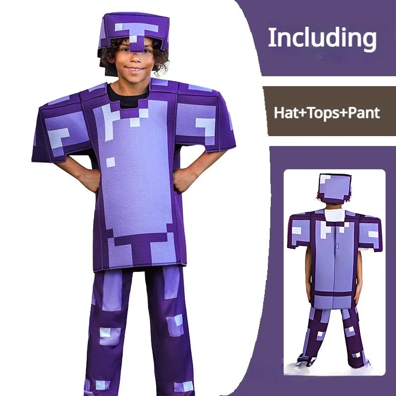 Carnival Party Dress Mask Classic Creeper Anime Game Character Set Diamond Armor Cosplay Costume Children's Clothing