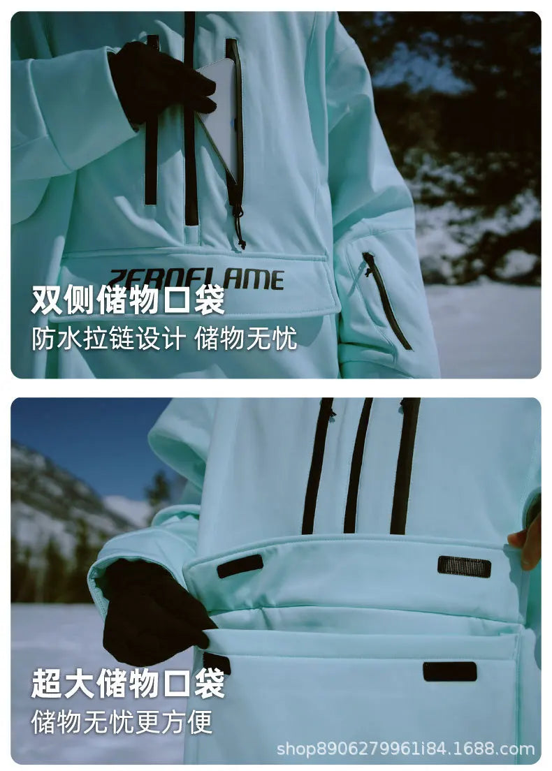 3L Ski Wear Women Man Hooded Sweater Reflective Trend Ski Coat Thickened Warmth and Waterproof Ski Equipment Ski Jacket Women