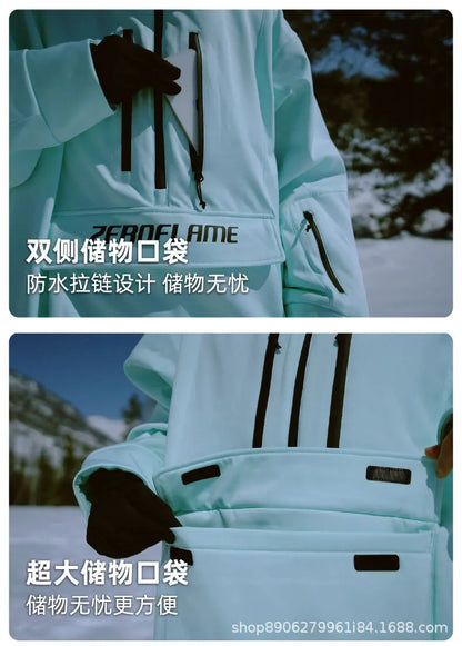 3L Ski Wear Women Man Hooded Sweater Reflective Trend Ski Coat Thickened Warmth and Waterproof Ski Equipment Ski Jacket Women