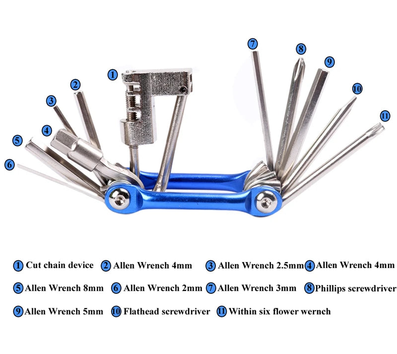 WEST BIKING 11 in 1 Bicycle Repair Tool  Multifunction Bicycle Repair Set  MTB Road Bike Repair Tools Kit  Wrench Screwdriver