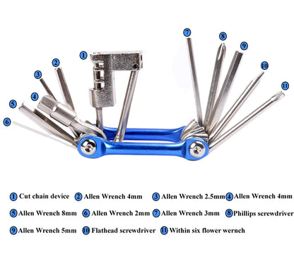 WEST BIKING 11 in 1 Bicycle Repair Tool  Multifunction Bicycle Repair Set  MTB Road Bike Repair Tools Kit  Wrench Screwdriver