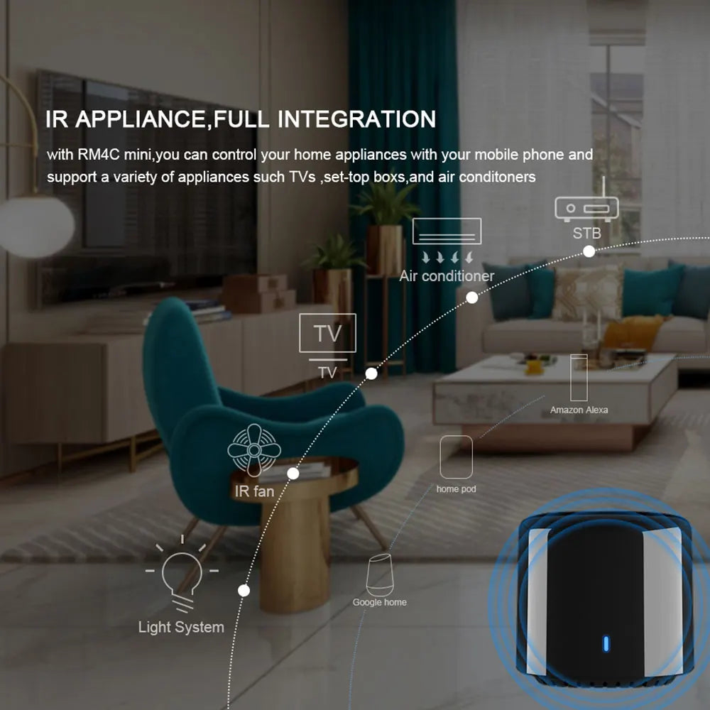BroadLink RM4 BestCon RM4C mini Wi-Fi Smart Universal Remotefor Air Conditioner TV Voice Control with Google Home & Alexa HUB