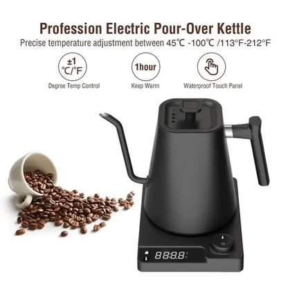 Intelligent Temperature Controlled Hand Brewed Coffee Pot Stainless Steel Fine Mouthed Electric Heating Water Insulation Kettle