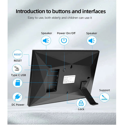 Frameo Digital Picture Frame 10.1 Inch 32GB/64GB Smart WiFi digital photo frame with 1280x800 IPS HD Touch Screen Wall Mountable