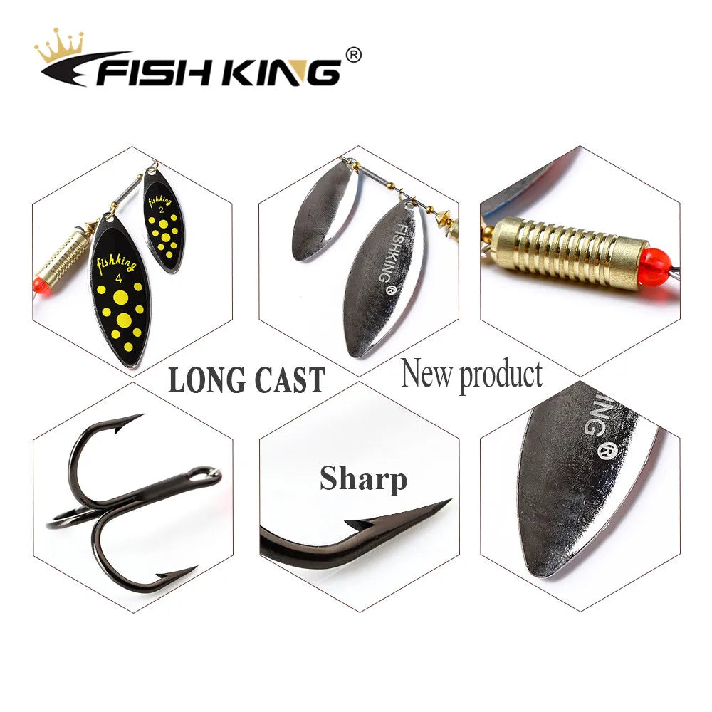 FISH KING Fishing Spinner Blade Metal Lure Double Spinnerbait Hard Artificial Lure Jig Items 115mm 20g
