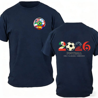 Men's 100% Cotton 2026 Soccer Football T-Shirt USA Canada Mexico Casual Sports Fan Print Short Sleeve Top Oversized T Shirt