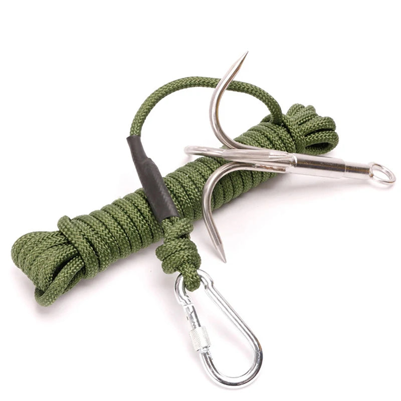 Stainless Steel Climbing Claw Ice Rock Hook Hiking Tool Large Mountaineering Flying Grappling Hook Outdoor Survival Accessories