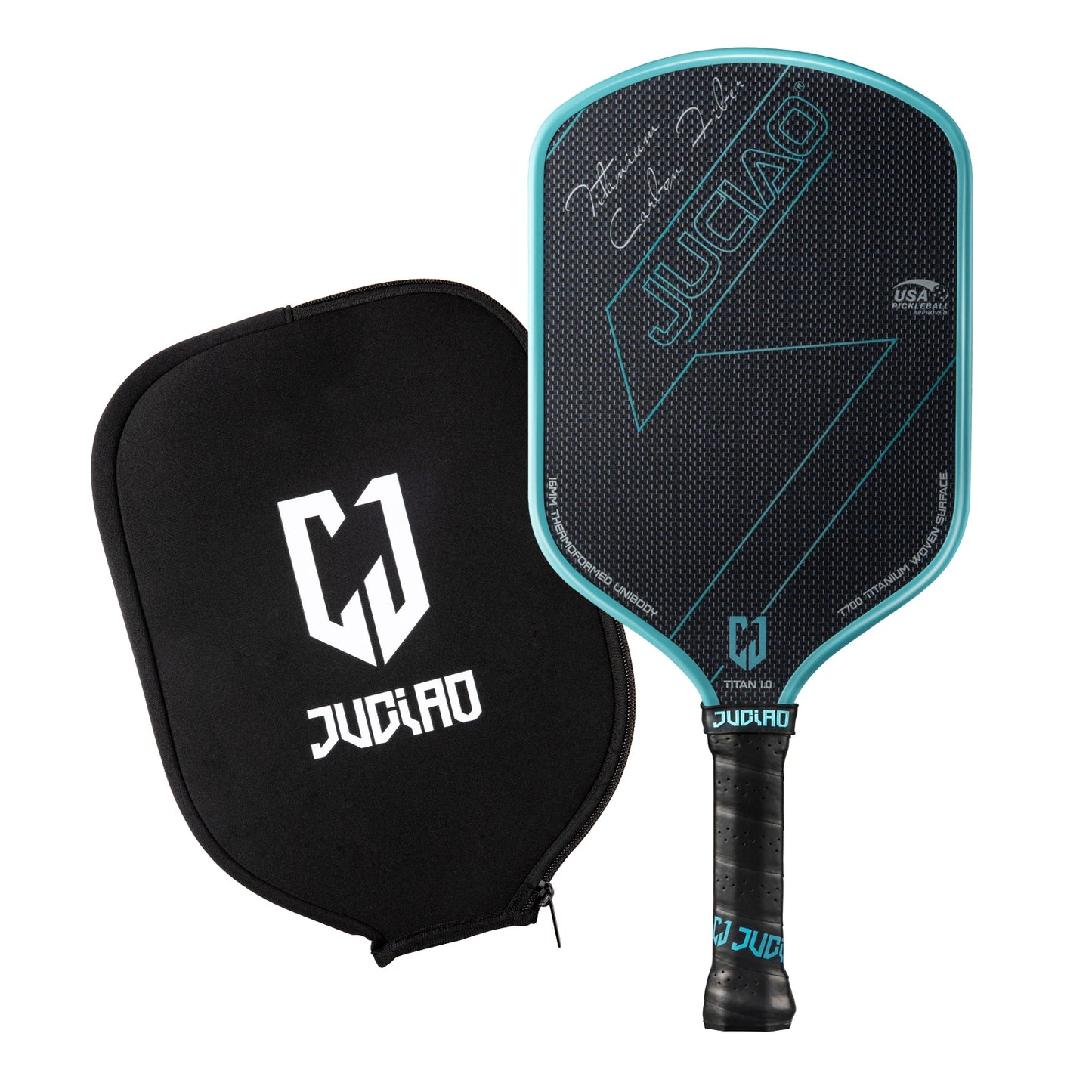 JUCIAO T-Titanium Pickleball Paddle Carbon Fiber Pickleballs For Spin And Control Foam  Injected Edges Thermoformed Pickleball